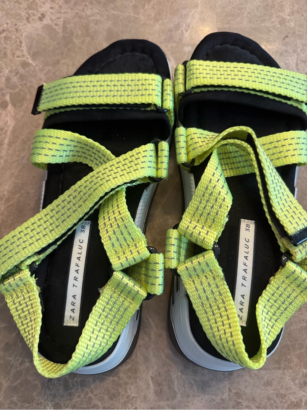 Zara Lime Green Webbing Sport Sandals